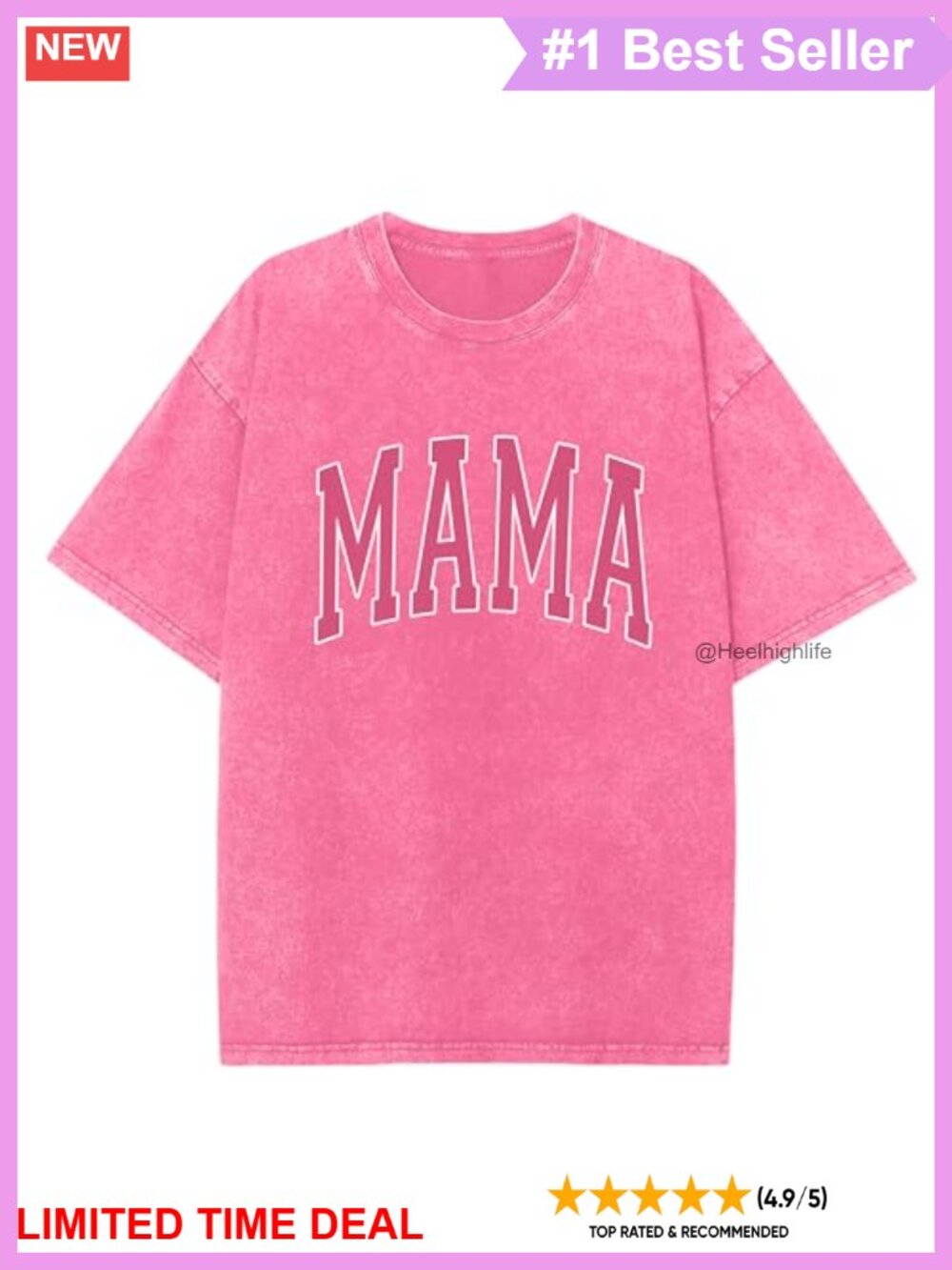 Oversized Acid Wash Mama Graphic T-Shirt Crewneck Cotton Tee